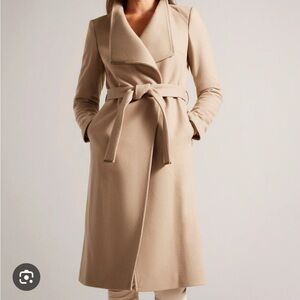 Ted Baker London rose wool camel wrap coat 1 xs